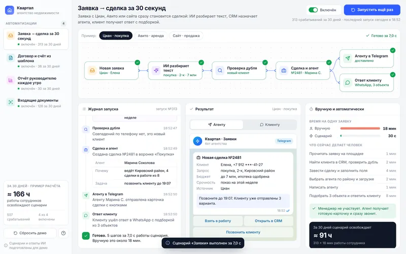 Демо автоматизации агентства недвижимости